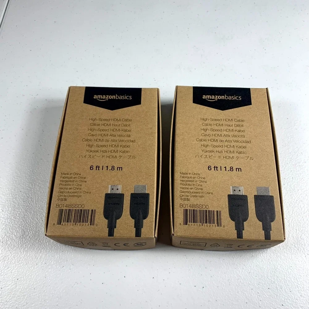AmazonBasics High-Speed HDMI Cable 6 ft 4K 60Hz 2.0 Cord B014I8SSDO - Lot of 2